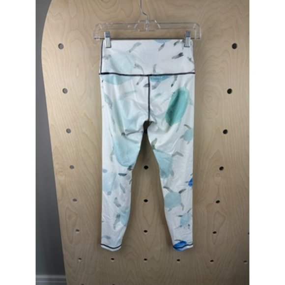 3 Three In Mint Blue Printed Mid Rise High Waisted Ankle Leggings Size Small - Picture 3 of 4